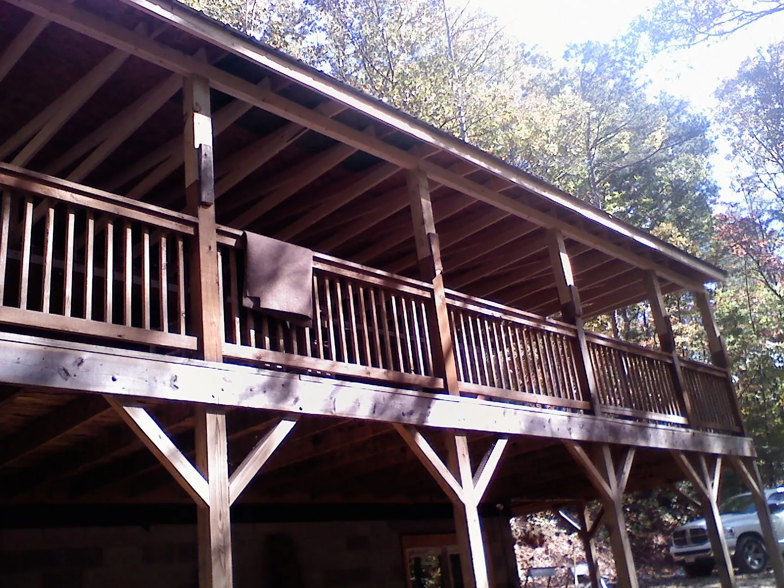 Timber framing under a new elevated porch and deck — Roof Leak Repair in Minden by Roofing Brothers